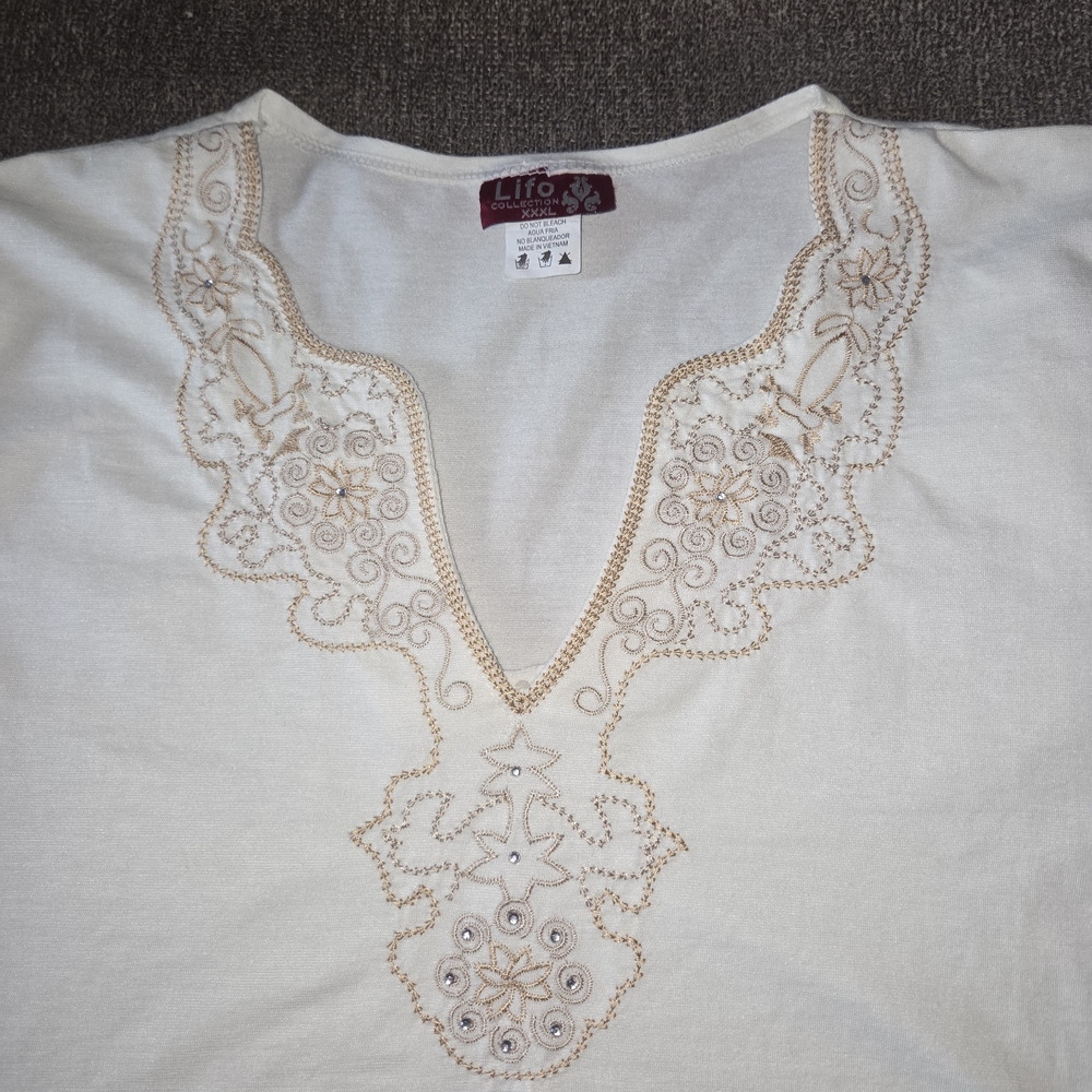 Cream Embroidered Women's Top